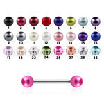 nppr5 surgical steel straight barbell pearl balls 5mm
