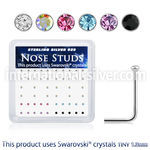 ns6mxsw silver nose studs assorted swarovski gem