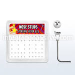 nsmx5 box w 52 silver nose studs, 22g w 1mm flat round tops