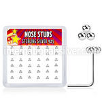 nstsv36 sterling silver l nose studs triple balls 36pcs