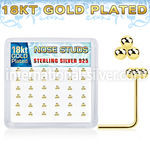 nstsv36g 18kt plating silver l nose studs triple balls 36pcs