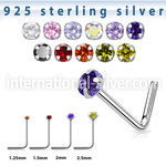 nsz sterling silver 22g l shaped nose stud round cz