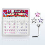 nszbsm l shape nose studs silver 925 nose