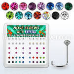 nw14mx box w 52 sterling silver nose screws w 2mm mix crystals