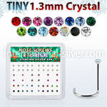 nw6mx box w 52 silver nose screws w tiny 1.25mm mix crystals