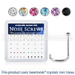 nw6mxsw silver nose screws assorted swarovski gem