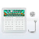 nwczbxc box w 52 silver nose screws w prong set 2mm clear czs