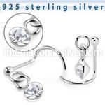 nwdvm1 sterling silver nose screw ball dangling gem