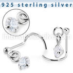 nwdvpz1 silver nose screw ball prong setting dangling cz