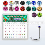 nwrdbxm box w 52 silver nose screws w 1.5mm mix crystals