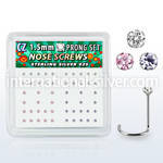 nwzbxm box w 52 silver nose screws w prong set 1.5mm mix czs