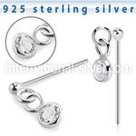 nydvbz1 silver bend it to fit nose stud ball press fit cz