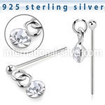 nydvm1 silver bend it to fit nose stud ball gem