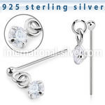 nydvpz1 silver bend it to fit nose stud ball prong set cz