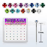 nyp9mbx box w silver bend it nose stud 20g 1.5mm color crystal
