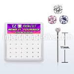 nyz15mbx box w silver bend it nose stud 20g 1.5mm round set cz