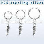 phod44 925 silver ear ring ear stud choose piercing