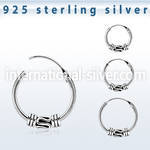phoxb 925 sterling silver bali style black oxidized hoop earrings