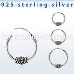phoxd 925 sterling silver bali style black oxidized hoop earrings