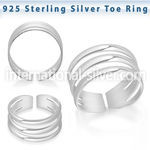 pt564 silver adjustable toe ring three bands
