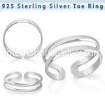 pt796 silver adjustable toe ring two bands