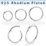 rhsegh16 rhodium plating silver hinged segment hoop 16g