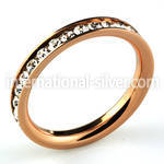 riz36 rose gold steel eternity band ring w clear crystals