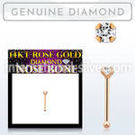rnpdb2 genuine diamond 14karat rose gold nose bone stud 2mm prong set round diamond