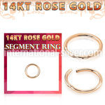 rsegh16 14 karat rose gold hinged segment hoop 16g