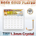 rsw6xc box rose gold plated silver nose screws w 1.25mm crystal