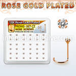 rswz2xc box w rose gold plated silver nose screws w set 2mm cz