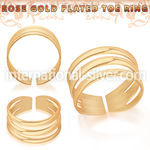 rt564 rosegold plating silver adjustable toe ring three band