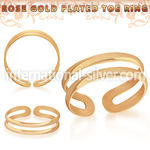 rt796 rose gold plating silver adjustable toe ring two bands