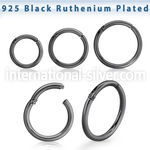 rusegh16 black ruthenium silver hinged segment hoop 16g