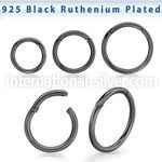 rusegh18 black ruthenium silver hinged segment hoop 18g