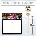 rydb2 genuine diamond 14aratk rose gold self bending nose stud 2mm prong set round diamond