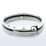 sbr99 stainless steel rubber accented bracelet in high polish