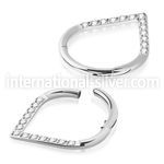 sgsh15 surgical steel hinged segment hoop round cz pear
