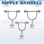 snpod25 steel nipple stirrup 14g w dangling plain starfish