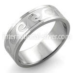 sr106 matte stainless steel carving ring w high polished wave