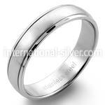 sr149 matte stainless steel engravable ring with lined edge