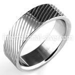 sr303 high polished steel wedding band with diagonal line