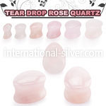 tgsb rose quartz double flare saddle ear plug teardrop shape