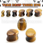 tgse tiger eye double flare saddle ear plug teardrop shape