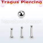 tlbb2 316l steel tragus labret 16g w a 2mm ball 