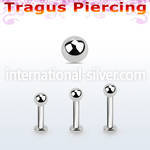 tlbb3 316l steel tragus labret 16g w a 3mm ball 