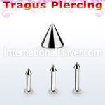 tlbcn2 316l steel tragus labret 16g w a 2mm cone 