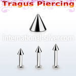 tlbcn3 316l steel tragus labret 16g w a 3mm cone 