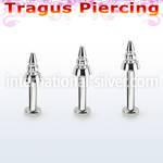 tlbcn4a 316l steel tragus labret 16g w a 4mm ridged drill cone 