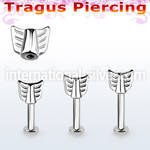 tlbeaw 316l steel tragus labret 16g w an arrow top 